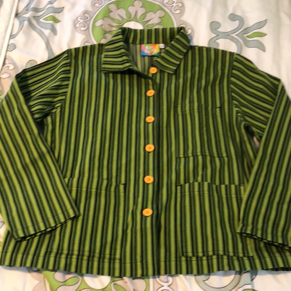 NWOT BBP Work Jacket in green stripes
